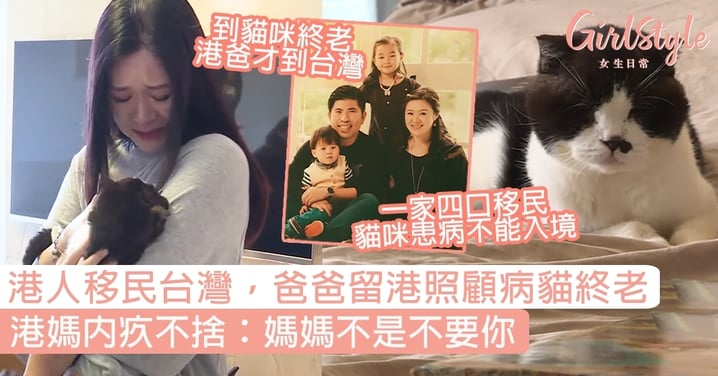 港人一家移民台灣，爸爸留港照顧病貓終老！港媽內疚不捨：媽媽不是不要你