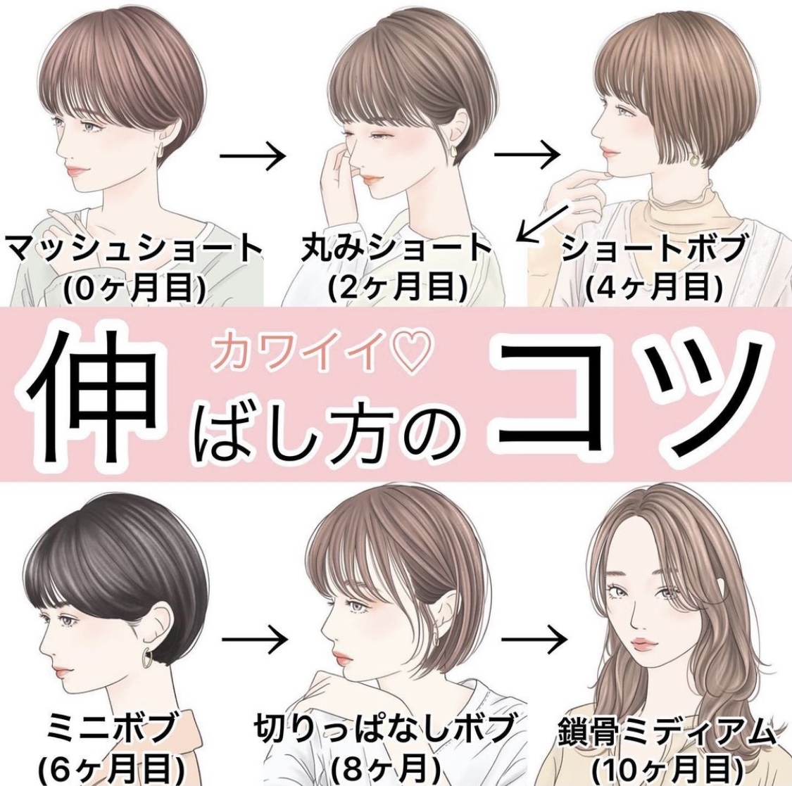 有人說女生頭髮剪短後就不復返，越剪越短剪上癮，但其實不少女生也是因為不知怎樣渡過頭髮尷尬期而一而再再而三剪短！不過近日不少女生也收藏了一張「短髮留長過渡期」階段表，超過10000人收藏，處理各階段髮長的煩惱！