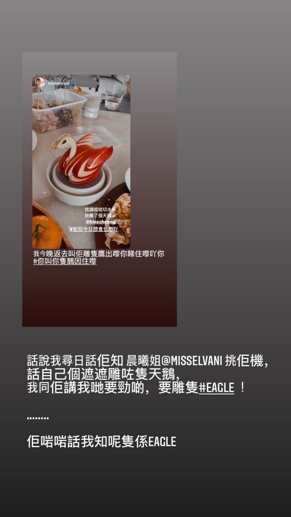 張敬軒「早餐界KOL」遮遮雕生果神鷹/反擊倪晨曦工人姐姐天鵝蘋果
