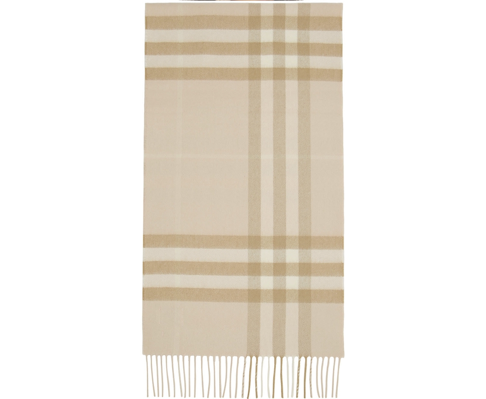 BURBERRY Tan Cashmere Giant Check Scarf HKD$3930