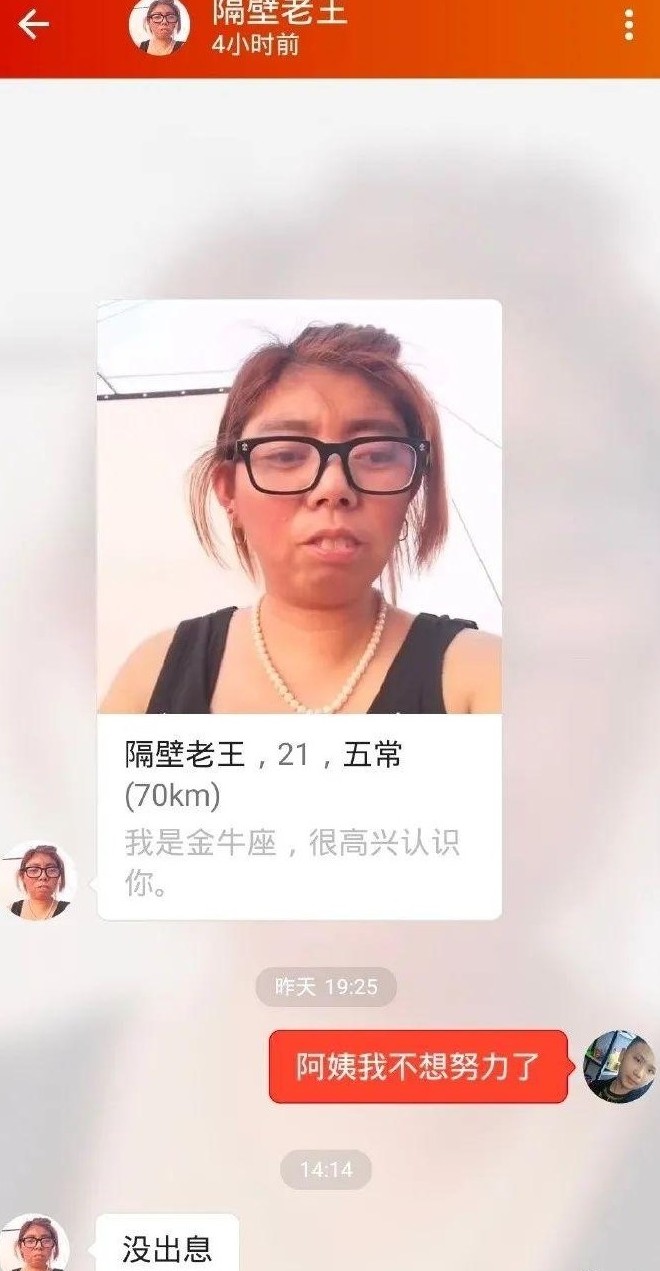 「阿姨,我不想努力了」成功對話擷圖