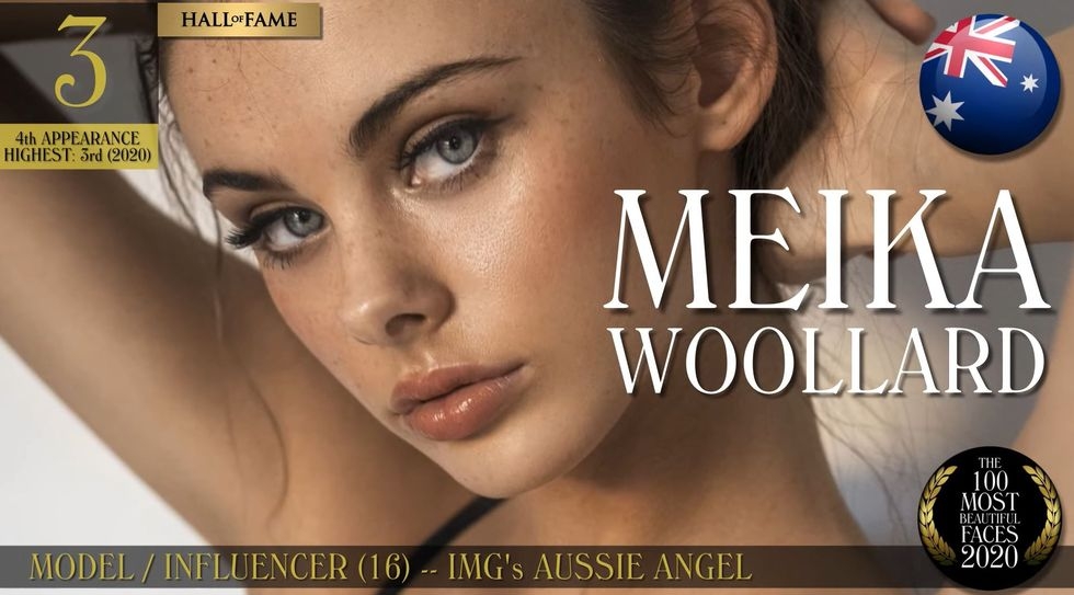 季軍就由另一位澳洲模特兒Meika Woollard奪得,她年僅16歲就直衝榜首,從小就當兒童模特兒出道的她,美貌持續進化,可說是前途無可限量!把子瑜篩出頭三的她,輪廓深邃,眼神有空靈感,鼻子和嘴巴與第一名的Yael Shelbia有異曲同工之妙,不過Yael的氣勢就比她來得更有親和力和有味道。