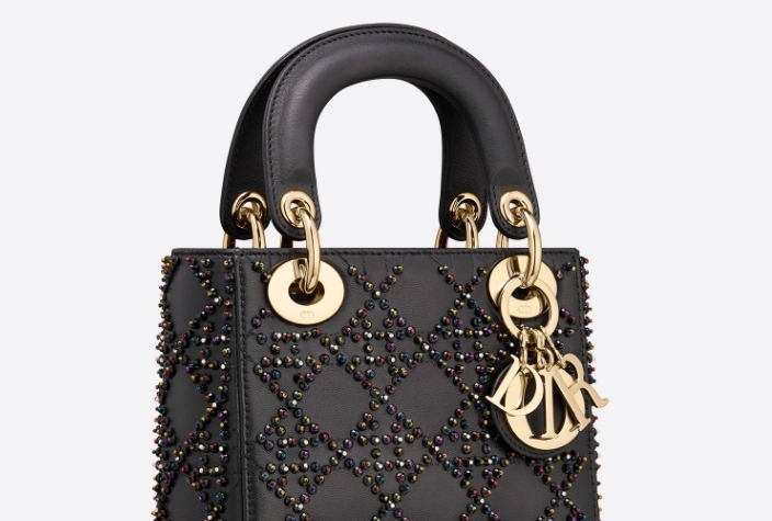 Dior手袋價錢款式推介/Lady Dior白金色圓珠刺繡手袋