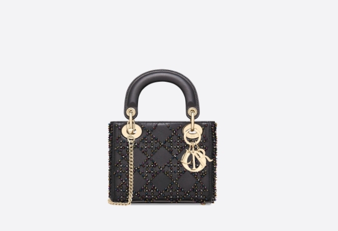 Dior手袋價錢款式推介/Lady Dior白金色圓珠刺繡手袋
