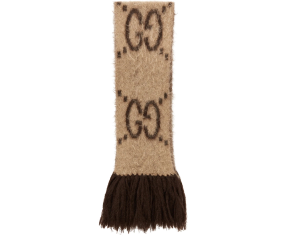 GUCCI Beige & Brown Mohair GG Scarf HKD$4500