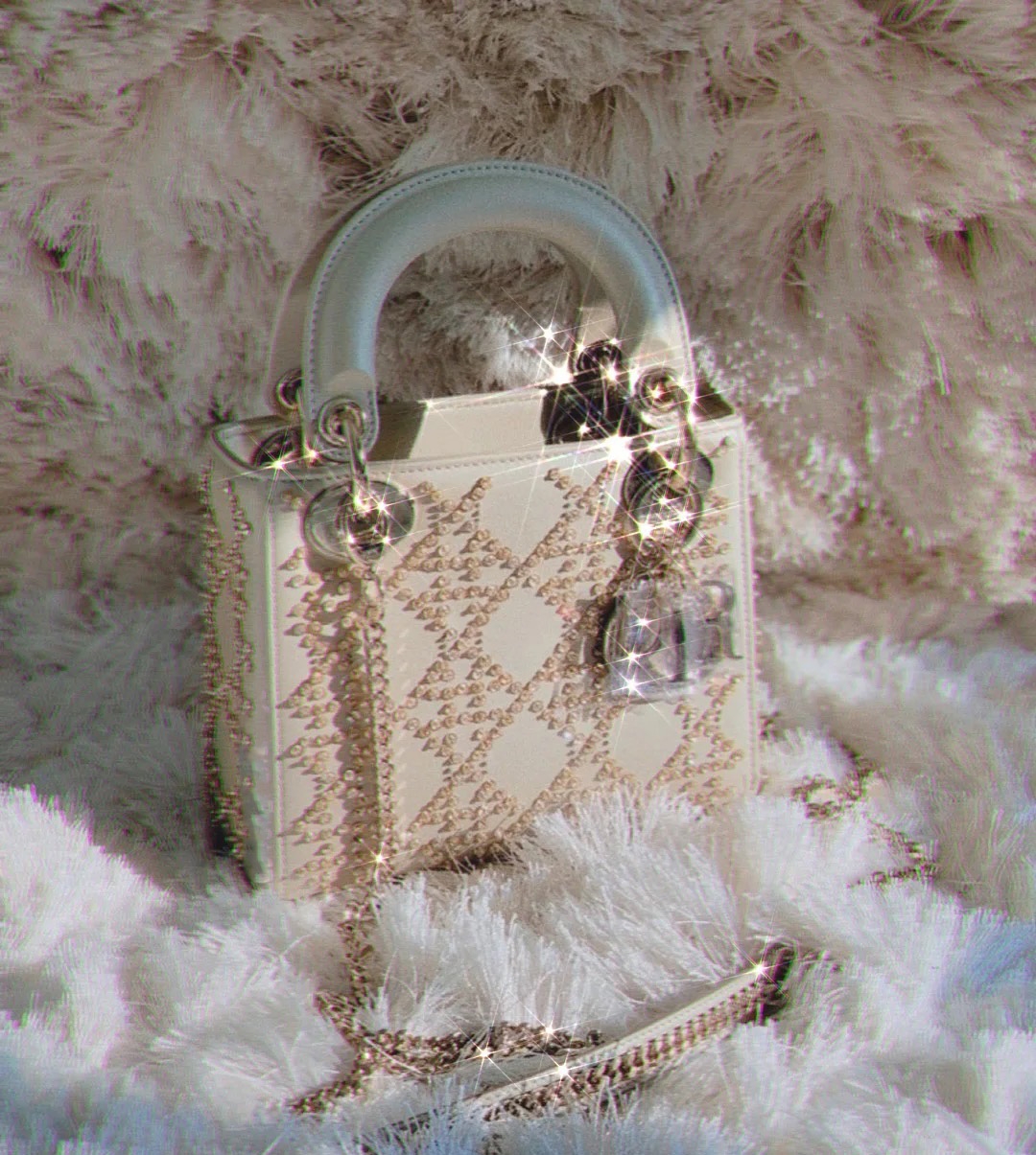 Dior手袋價錢款式推介/Lady Dior白金色圓珠刺繡手袋