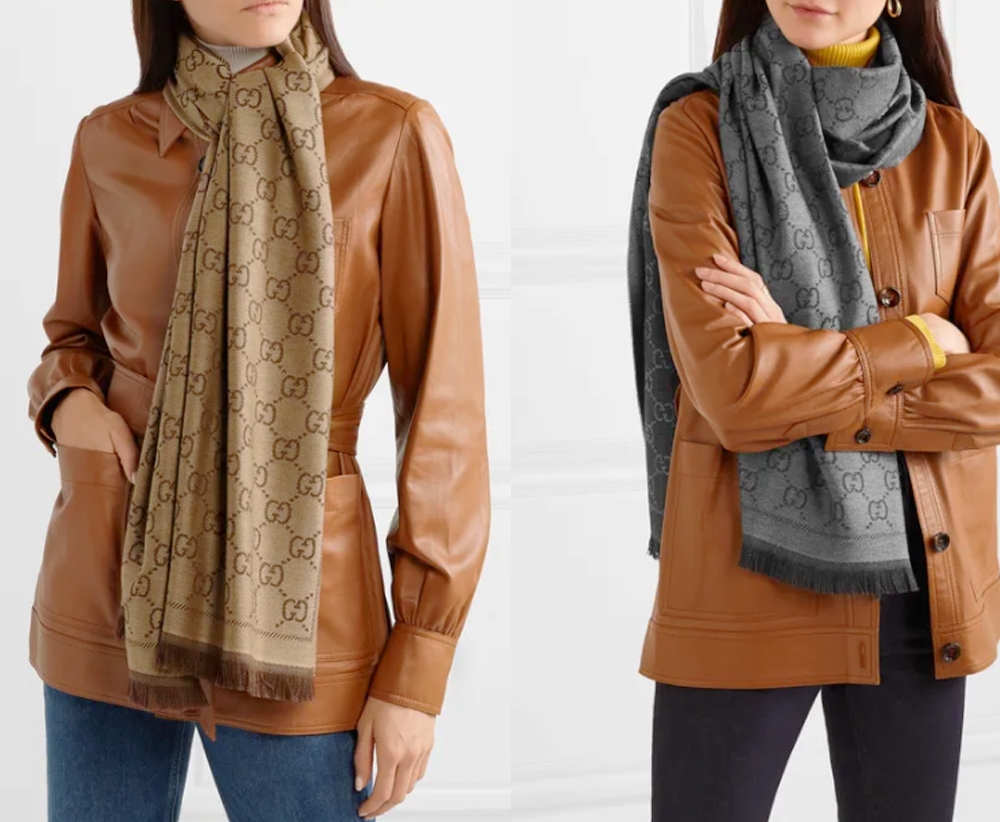 GUCCI Sten reversible intarsia organic wool scarf HK$2,750