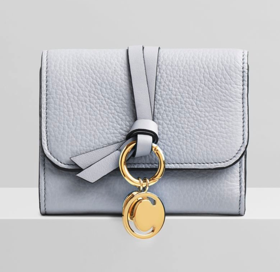 Chloé Alphabet small tri-fold wallet with leather link in small grain & smooth calfskin