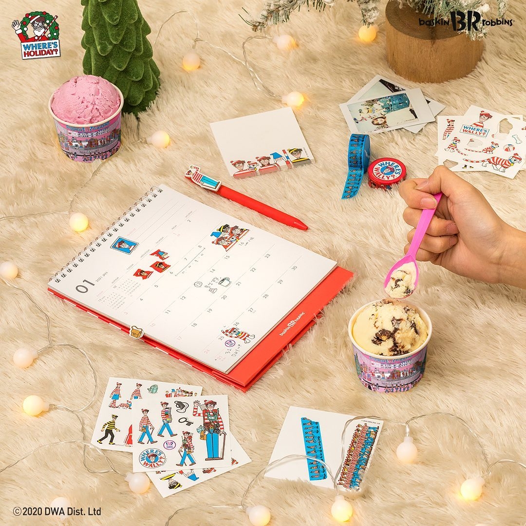 以《Where's Wally》為主題,不但在食品上花心思,更推出了一系列的周邊產品,如文具、躺墊和儲物箱等。相信加上李光洙的生動代言