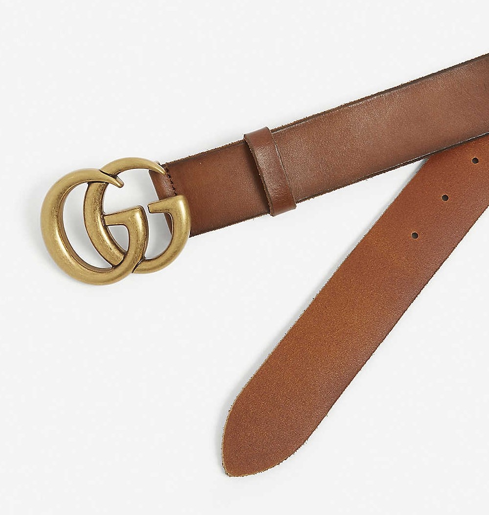 【情人節男朋友禮物2021】這款GUCCI的啡色皮帶，沒有太多的設計，中間以金屬色雙G logo打造而成，適合低調的男生