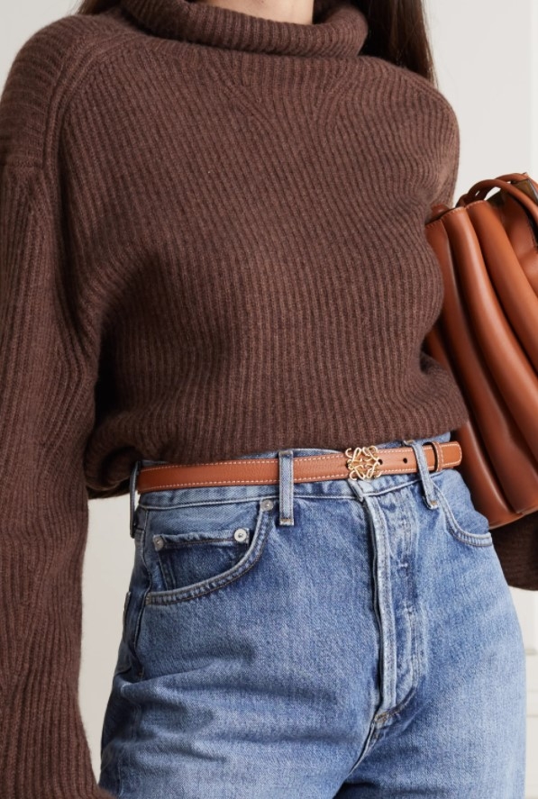 【名牌網購】 款大熱名牌Logo Belt!LOEWE Anagram textured-leather belt HK$3,100