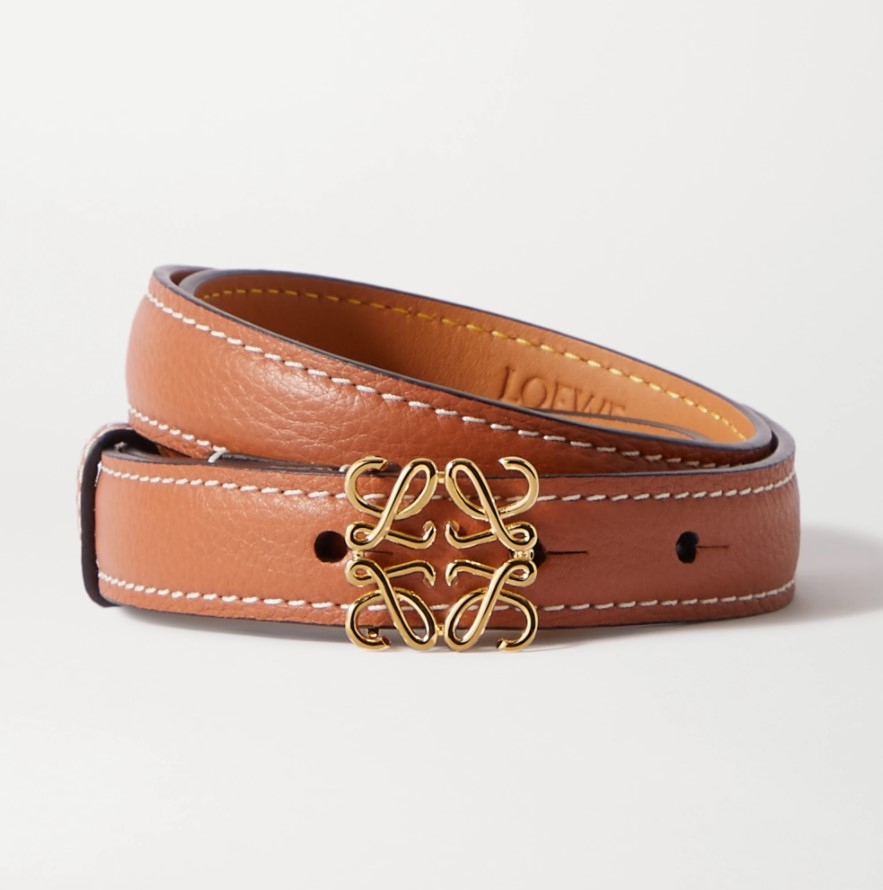 【名牌網購】 款大熱名牌Logo Belt!LOEWE Anagram textured-leather belt HK$3,100