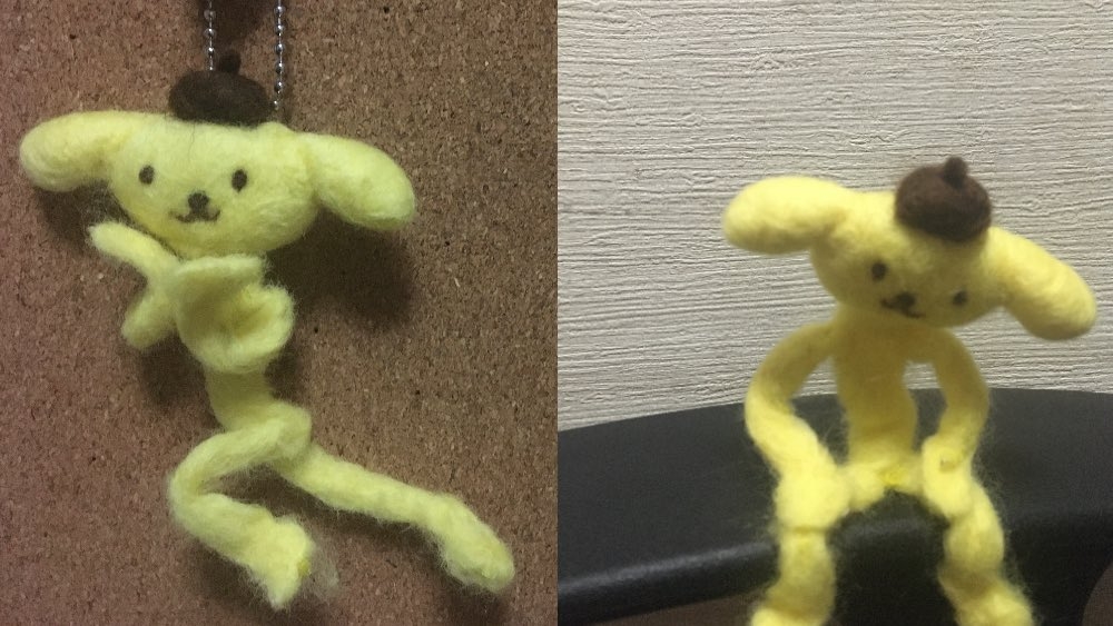 「人乾版」Melody爆紅後，網民發現版主原來也不是第一次製作羊毛氈了，而他的處女作竟然是Sanrio的另一角色布甸狗！在早前製作的布甸狗，身體竟然也是同樣的瘦長，不過樣貌也十分端正，竟然比其後製作的Melody還好，推翻了練習成就更完美的這句話！