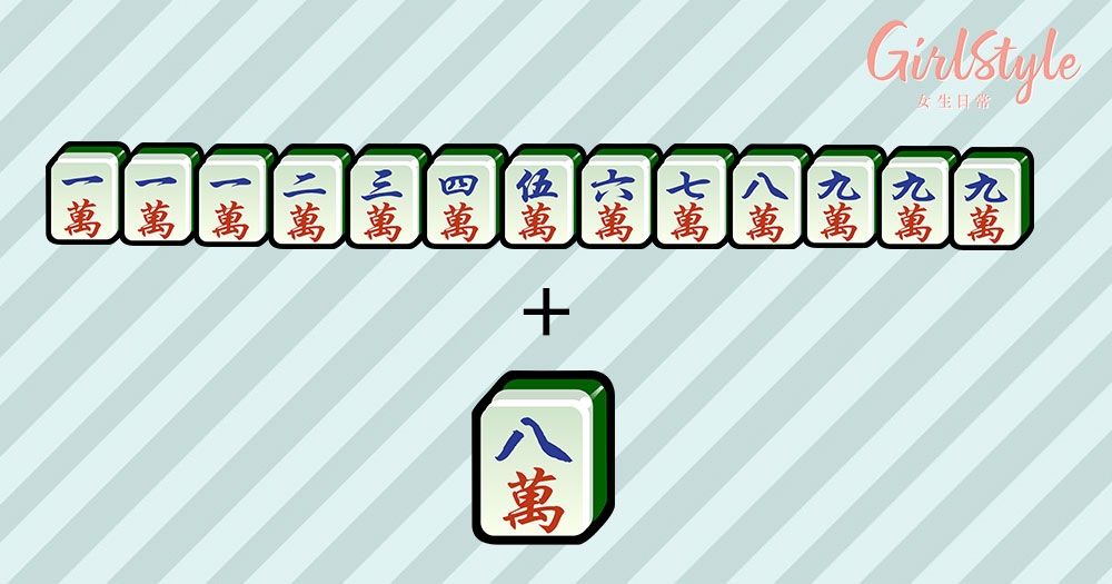 【打麻雀攻略＋禁忌】九子連環：玩家必需齊集其中一種花色的「1112345678999」，再配一隻同一花色的牌。