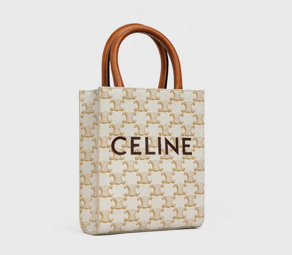 【CELINE手袋2021】杏白色凱旋門老花TRIOMPHE CANVAS手袋/Ava/Cabas/Triomphe/FOLCO