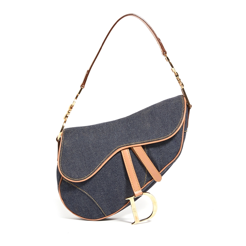 【Dior手袋加價2021】Christina Dior Denim Saddle Bag