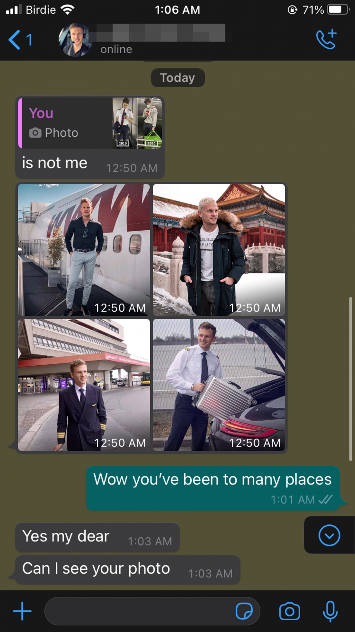 連登外國機師近日有網民就在討論區發文分享自己於WhatsApp豔遇「靚仔外籍機師」的經歷,後來竟發現原來只是一場騙局?