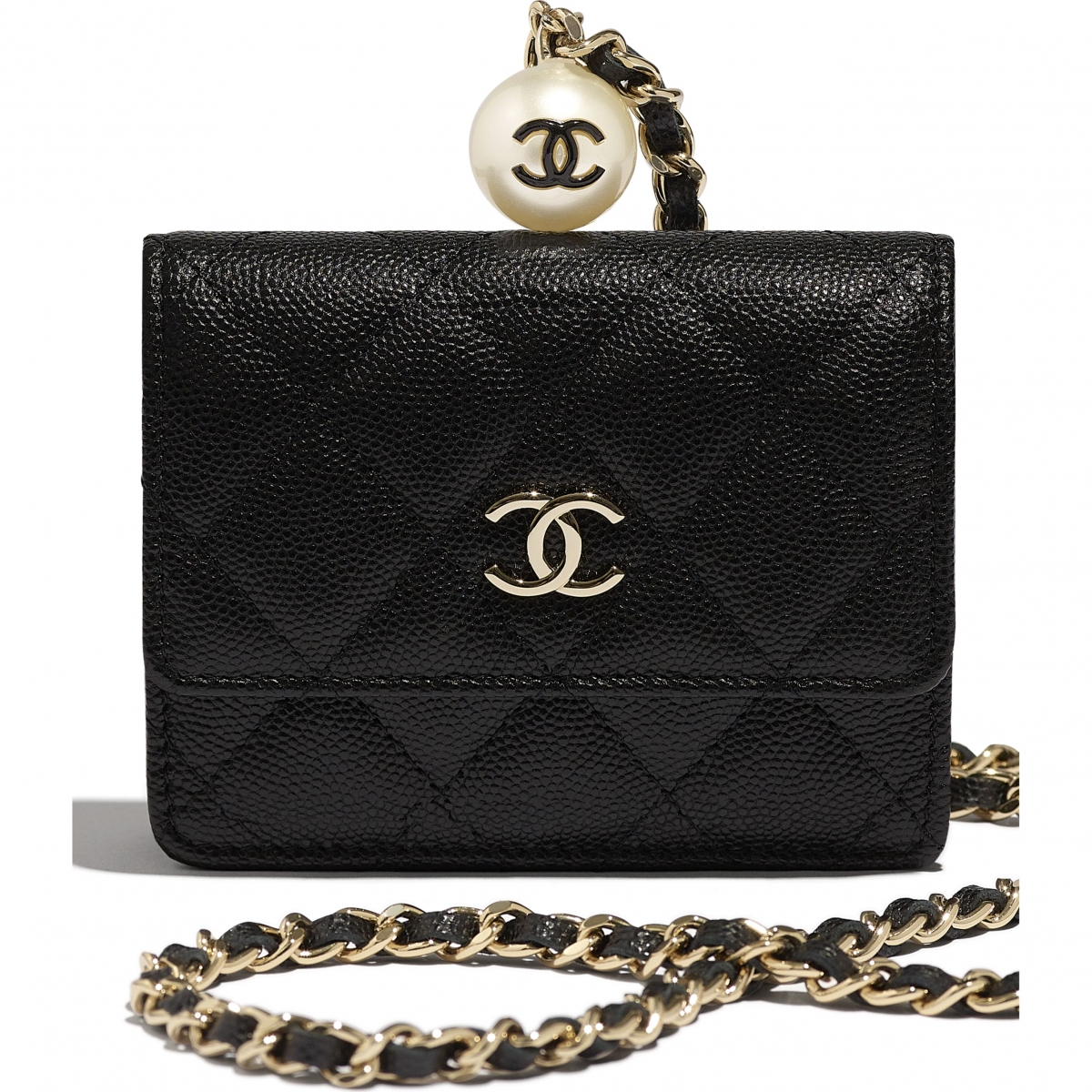 【Chanel手袋2021】銀包WOC小皮具/HK$15,000/山茶花薄荷綠珍珠鏈條零錢包必買