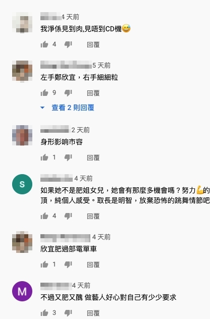 雖然現時大家都不介意欣宜的身型,但不時仍會有一些網民留下人身攻擊的惡評