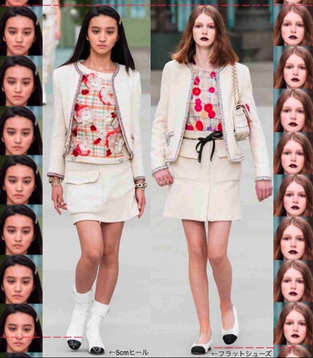 眼利網民更發現,早前木村光希為 CHANEL 2019〜2020 Cruise collection 行騷的時候,唯獨只有她一人悄悄穿上有踭的靴子,惜穿上後仍然與其他 model 的身高有一段距離!