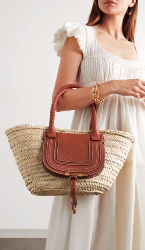 CHLOÉ Marcie leather-trimmed raffia tote HK$5,600
