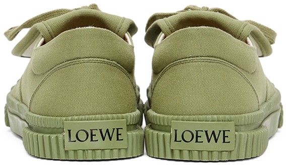 【名牌布鞋】LOEWE Khaki Anagram Flap Sneakers