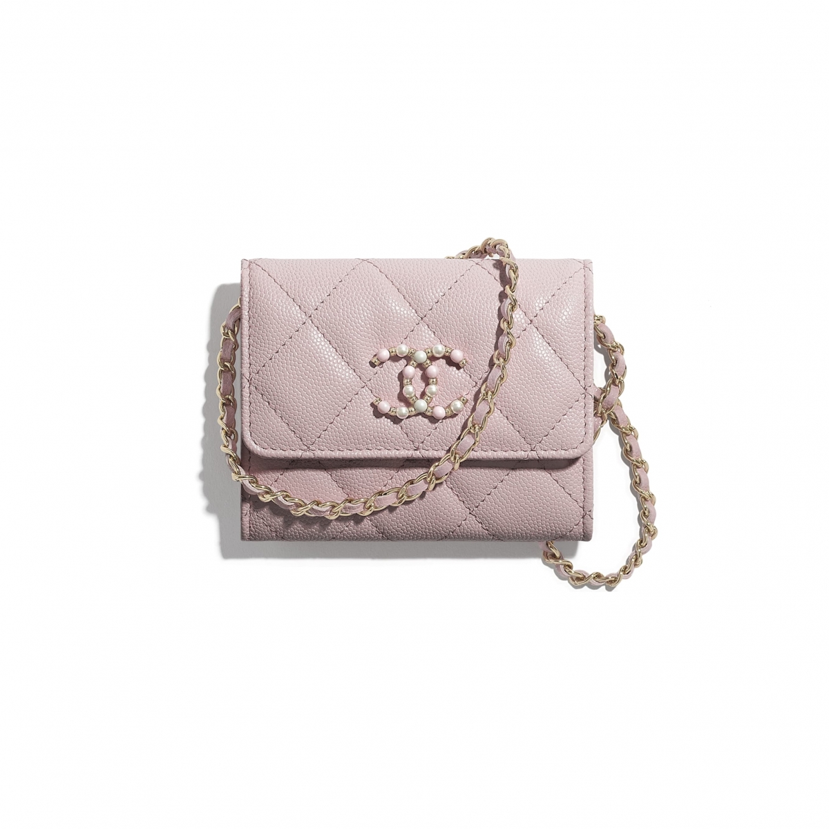 【Chanel手袋2021】銀包WOC小皮具/HK$15,000/山茶花薄荷綠珍珠鏈條零錢包必買