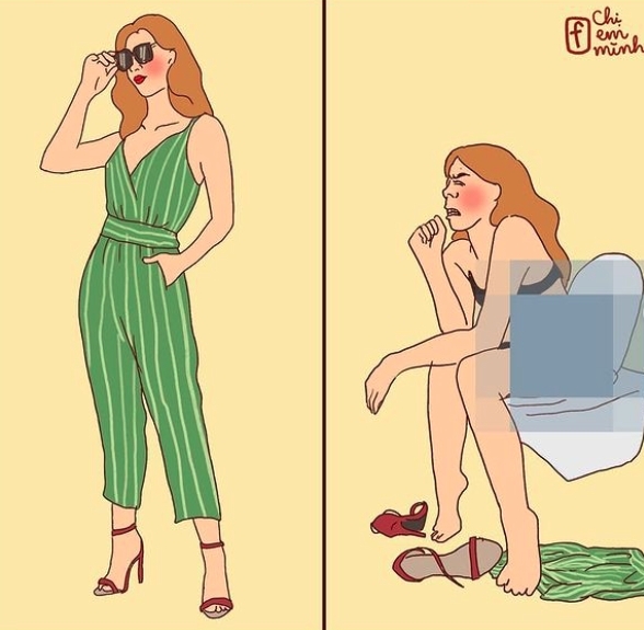 女神必備的連身褲，在如廁時的麻煩只有女生才懂！