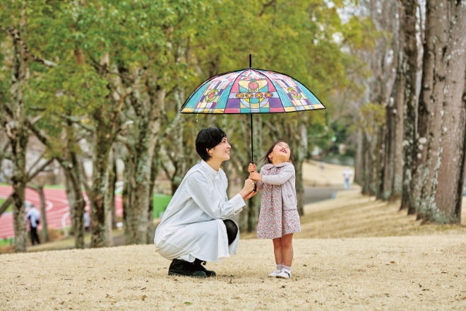 日本推唯美「山茶花彩繪玻璃傘」,光線下折射彩色影子,宛如置身哥德式教堂