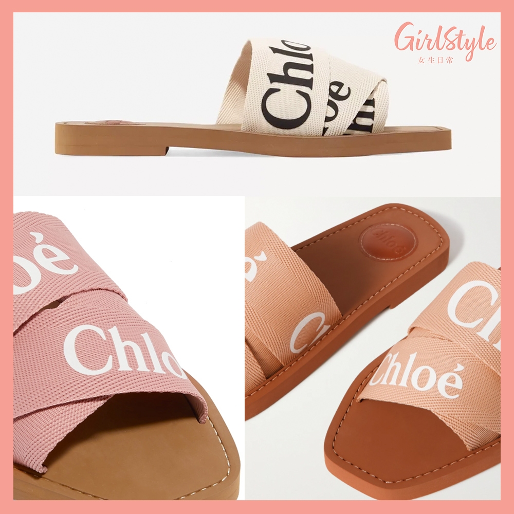 CHLOÉ Woody logo-print canvas slides HK$2,900
