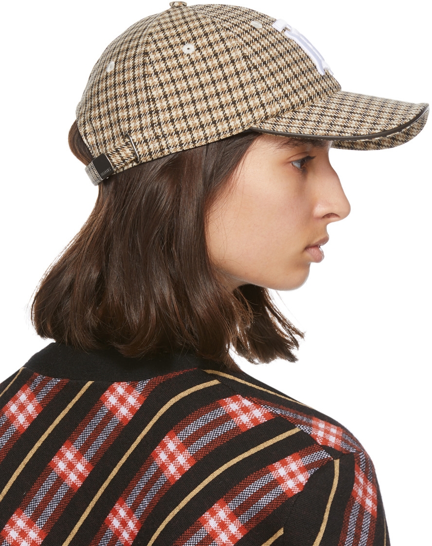 【名牌帽推薦】BURBERRY Beige Houndstooth Monogram Baseball Cap