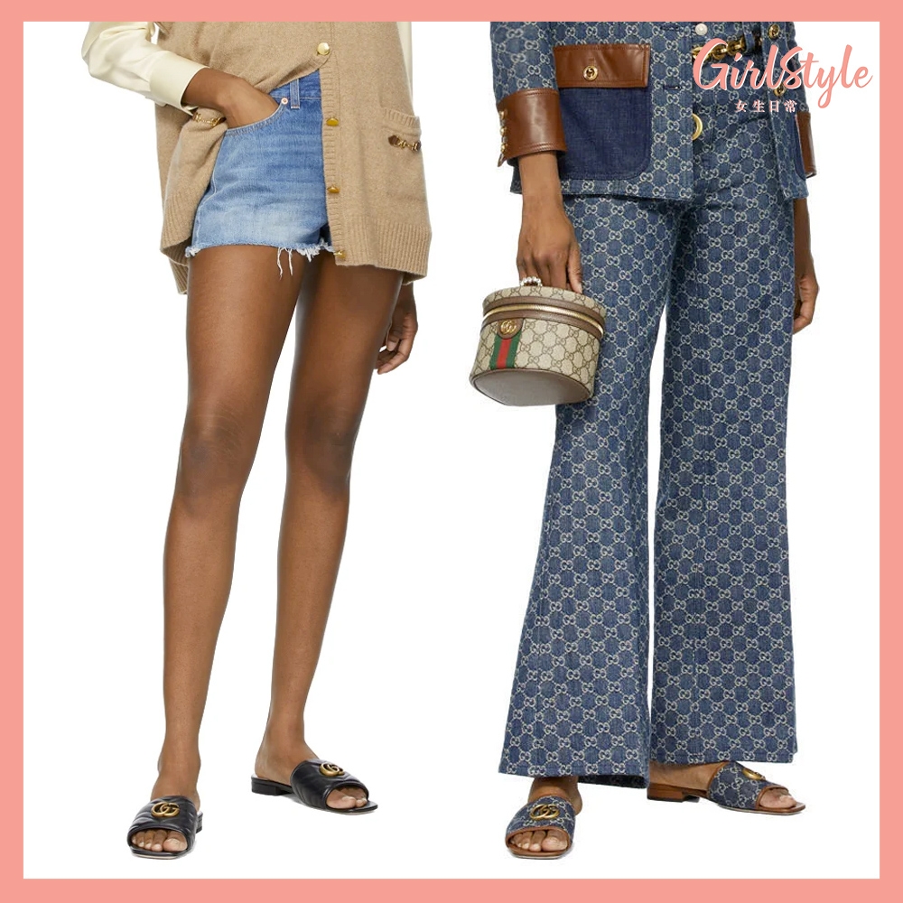 GUCCI Blue Denim GG Jacquard Slide Sandals HK$5200