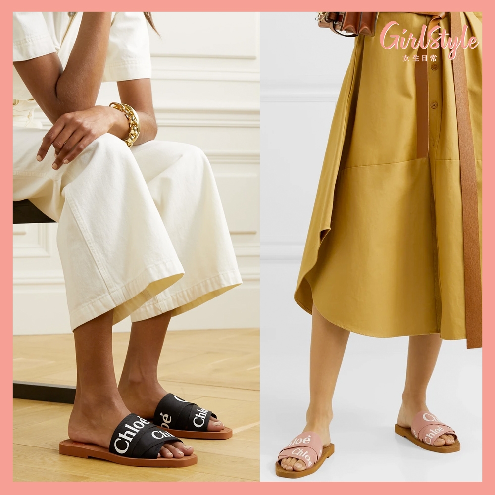CHLOÉ Woody logo-print canvas slides HK$2,900