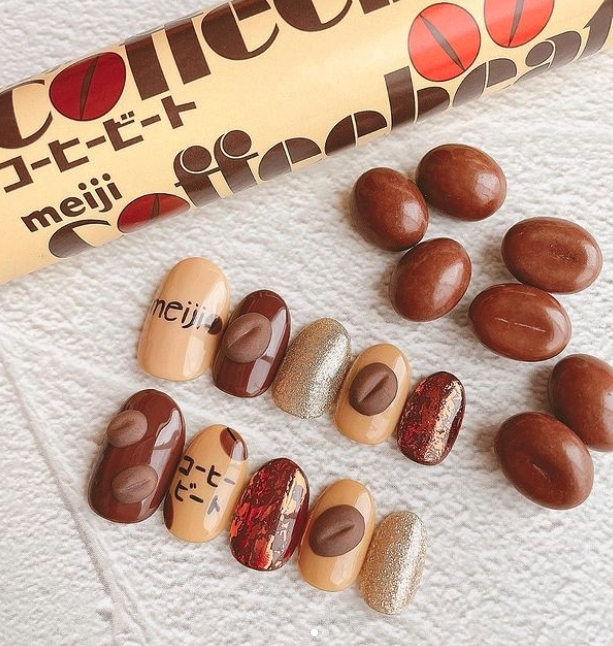 日系美甲-復刻糖果-夏日美甲-咖啡朱古力-