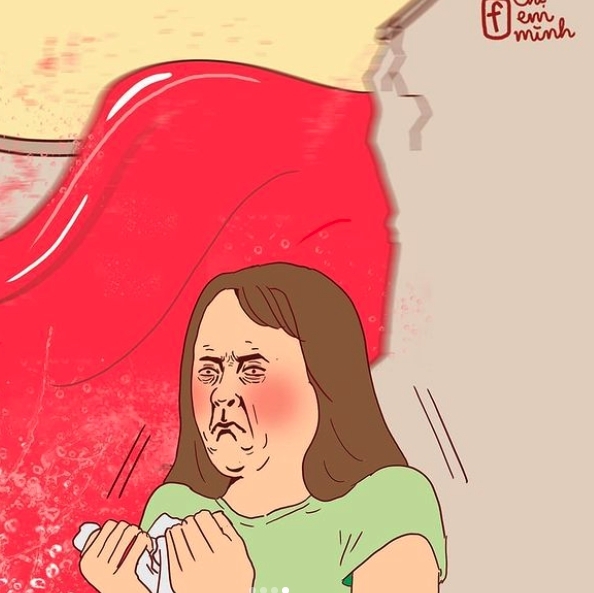 女生月經打噴嚏時，肚子感覺激起一番驚濤駭浪，經血如洪流般湧出