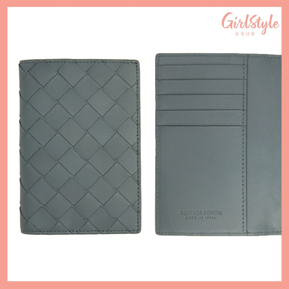 BOTTEGA VENETA Grey Intrecciato Bifold Passport Holder HKD3200