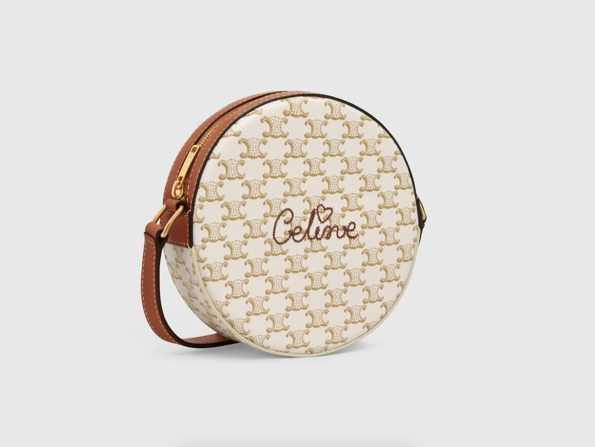 【CELINE手袋2021】520限定愛心刺繡款/奶油白色老花Triomphe Canvas手袋