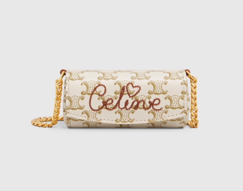 【CELINE手袋2021】520限定愛心刺繡款/奶油白色老花Triomphe Canvas手袋