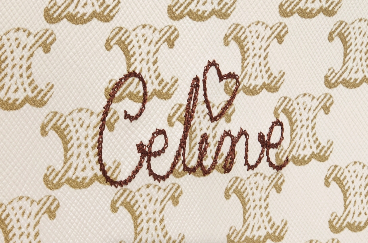 【CELINE手袋2021】520限定愛心刺繡款/奶油白色老花Triomphe Canva手袋