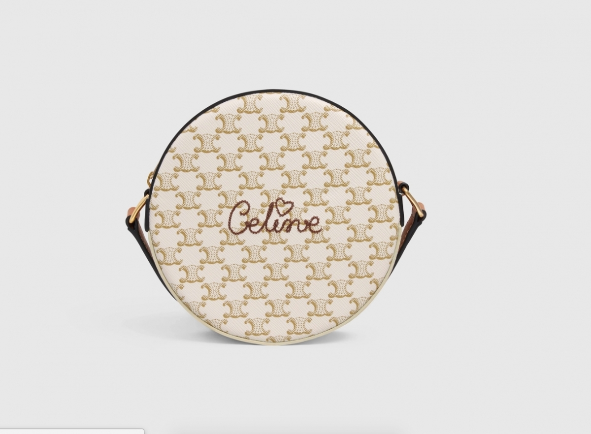【CELINE手袋2021】520限定愛心刺繡款/奶油白色老花Triomphe Canva手袋