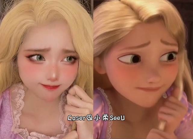 「小柔SeeU」打扮成迪士尼《魔髮奇緣(Tangled)》中的樂佩公主同樣也是輕鬆駕馭得來