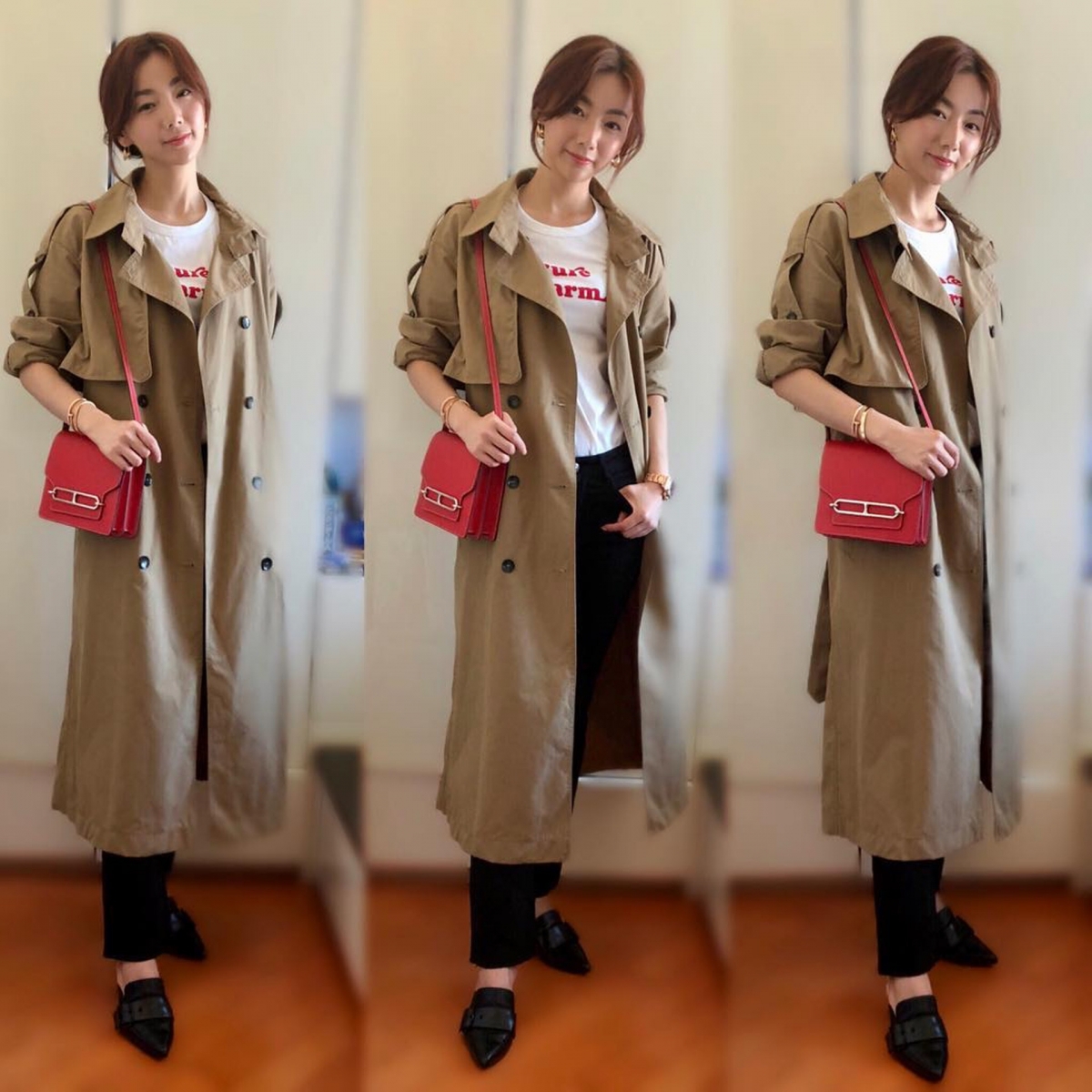 炫富女星|周嘉儀也愛細size的手袋,啡色和紅色的Hermès Roulis也看到她常常揹
