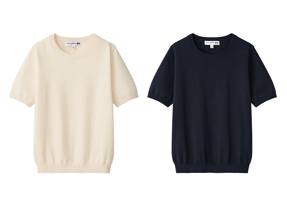 UNIQLO INES DE LA FRESSANGE 圓領短袖針織衫(黑/白)