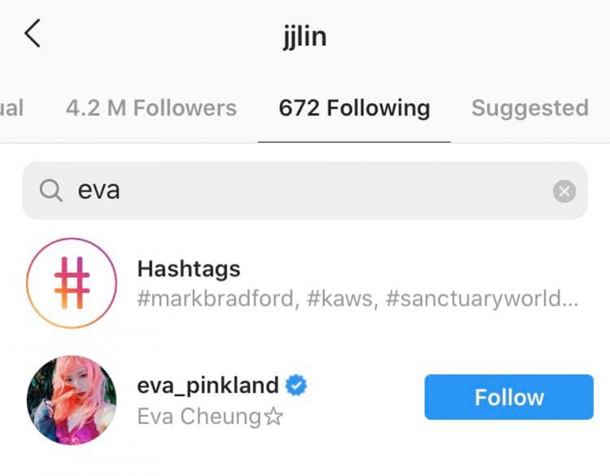 林俊傑和阮民安太太 Eva 的 IG 是互相追蹤對方，不過兩人現時的 IG 已退追蹤彼此。