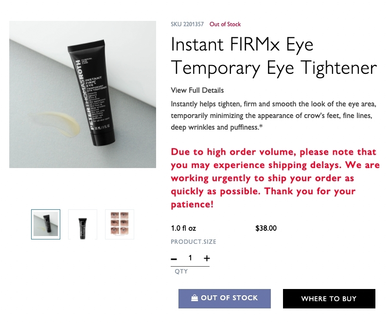 這款 Instant FIRMx Eye Temporary Eye Tightener 官網定價為 USD 38(約港幣HKD 256),價格相當親民,作為急救眼紋時使用絕對是個不錯的選擇!