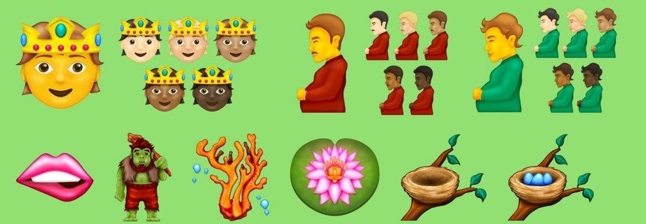Emoji 14.0更推出了大膽的性感咬唇符號,突破性別規限的還有懷孕的大肚男人,