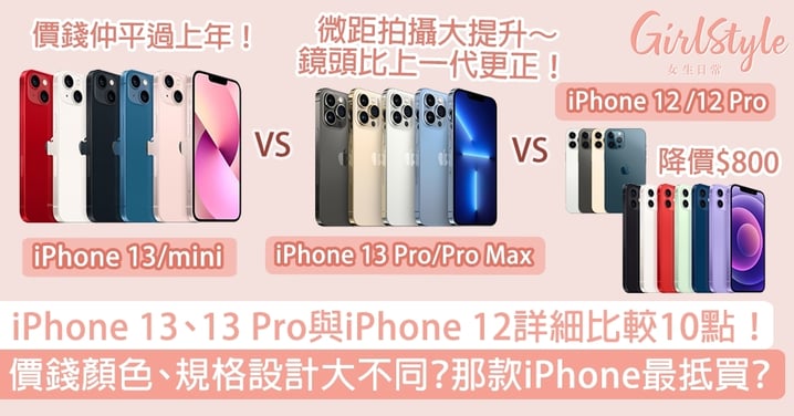 iPhone 13、13 Pro與iPhone 12顏色價錢、規格設計比較！那款iPhone最抵買？