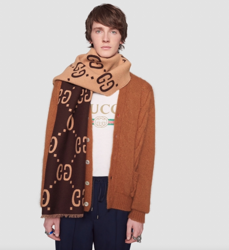 Luisaviaroma Gucci - Gg wool & silk jacquard scarf