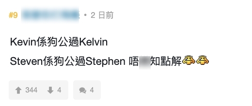 不少網民都不約而同地表示,大家對於即使是不同串法的「 Kevin 」亦相當有保留,更獨到分析不同串法的渣男程度,相當惹笑!