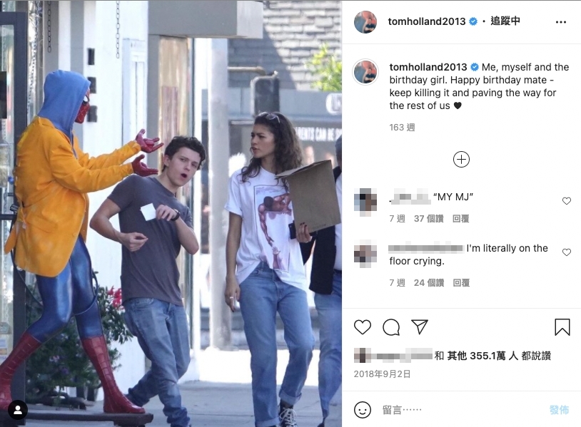 Tom Holland又貼上兩人在行上的搞笑合照